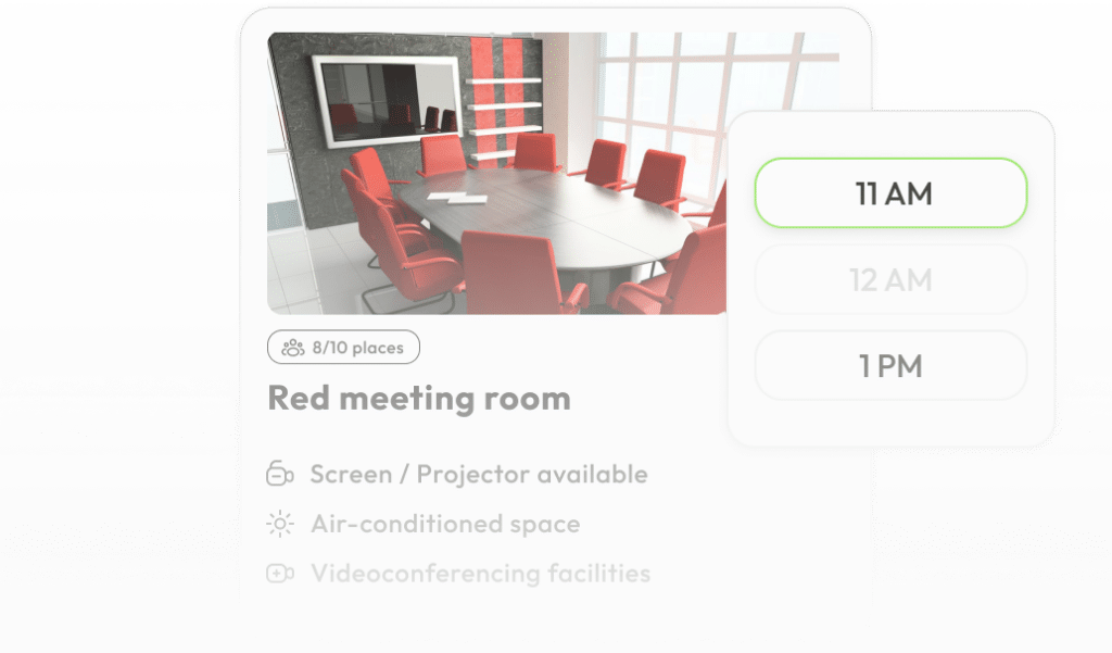 Screenshot showing how easy it is to book a meeting room with SpotBooker